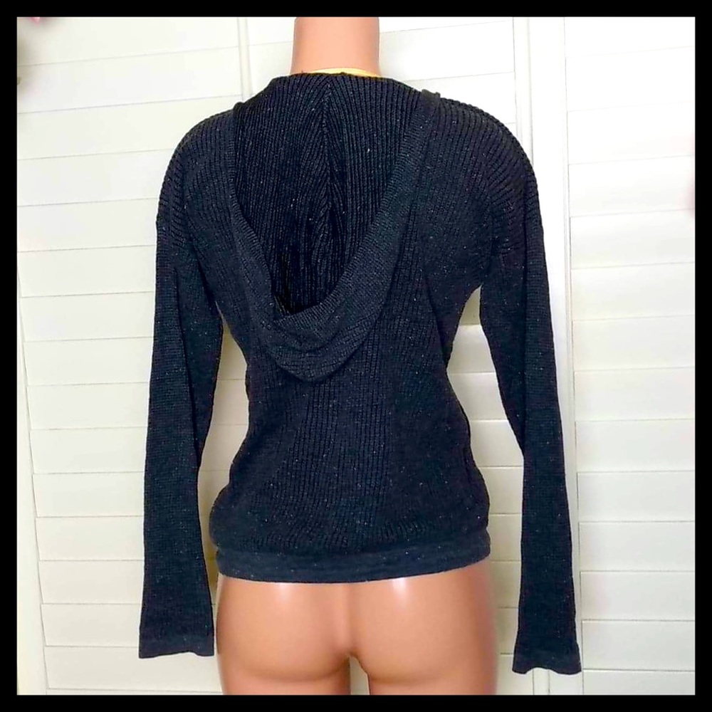 NWOT Democracy Hooded Knit V Neck Hoodie - Picture 4 of 4